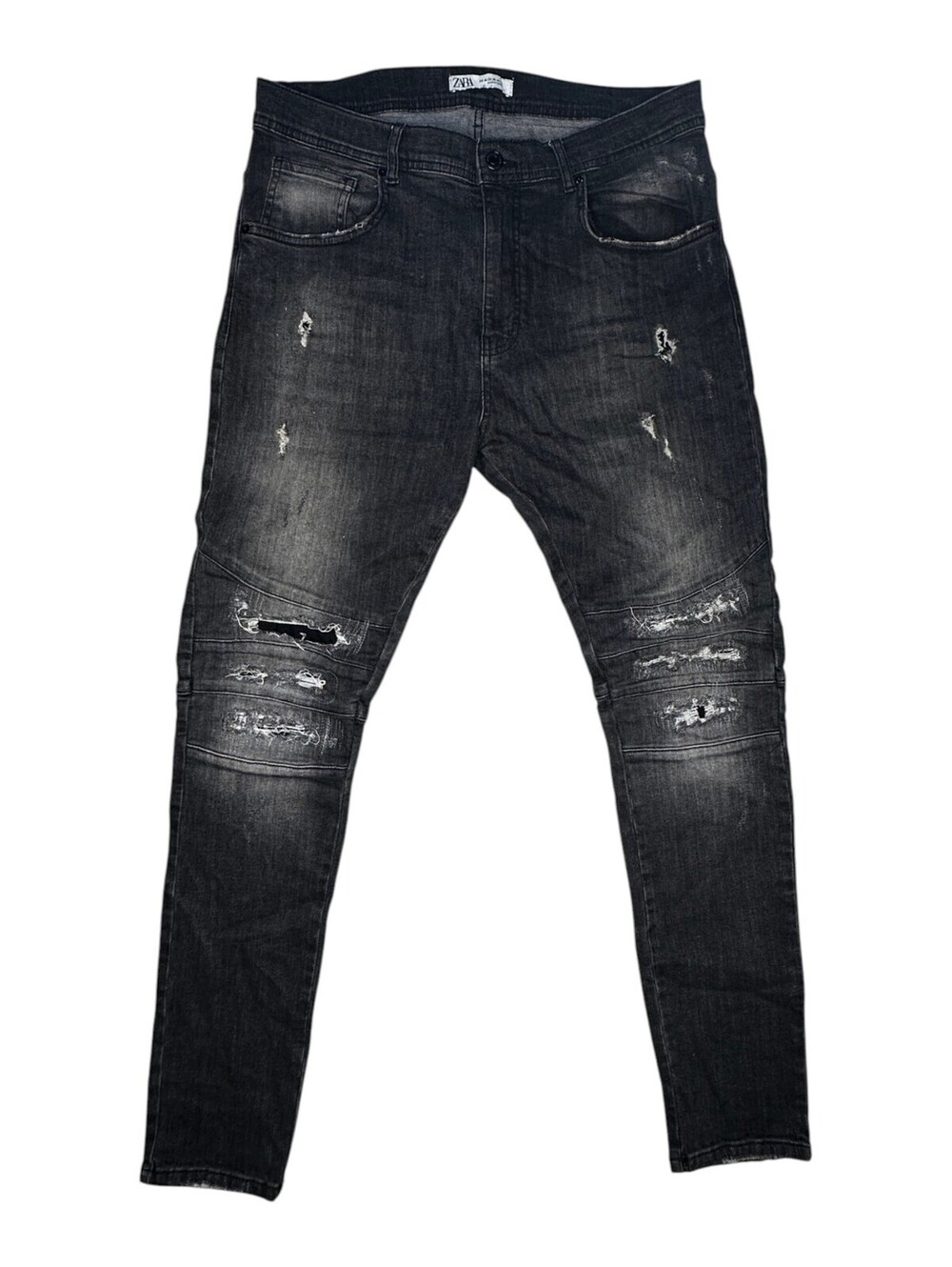 Zara Men's Skinny Jeans Black Gray Distressed Size 36